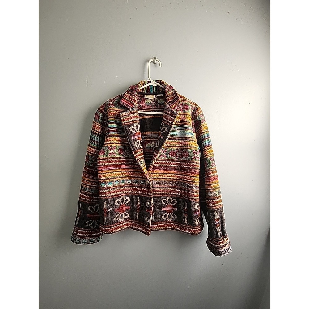 New Identity Jacket Womens M‎ Floral Striped Tapestry Western Indian Aztec Print